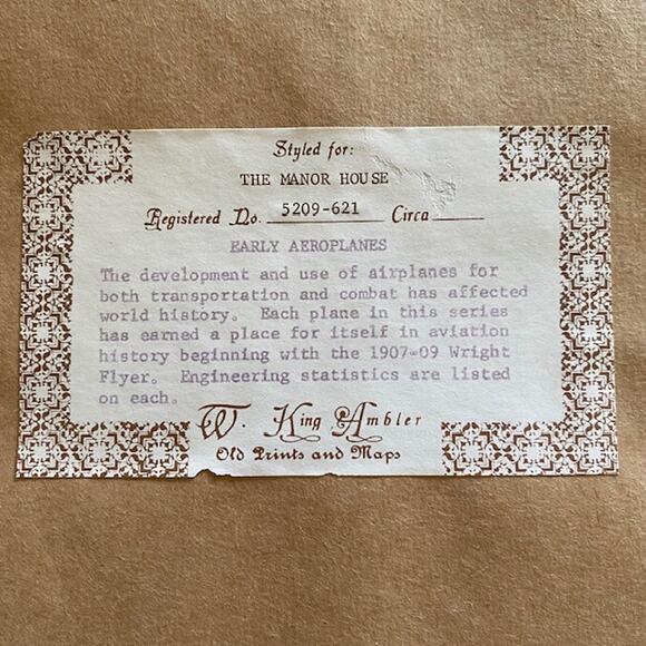 W. King‎ Ambler 1909 Antoinette Early Airplane Print Framed Reg. Do. 5209-621 - Picture 5 of 13